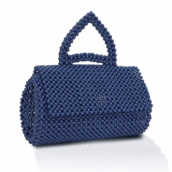 Blue handmade beaded bag